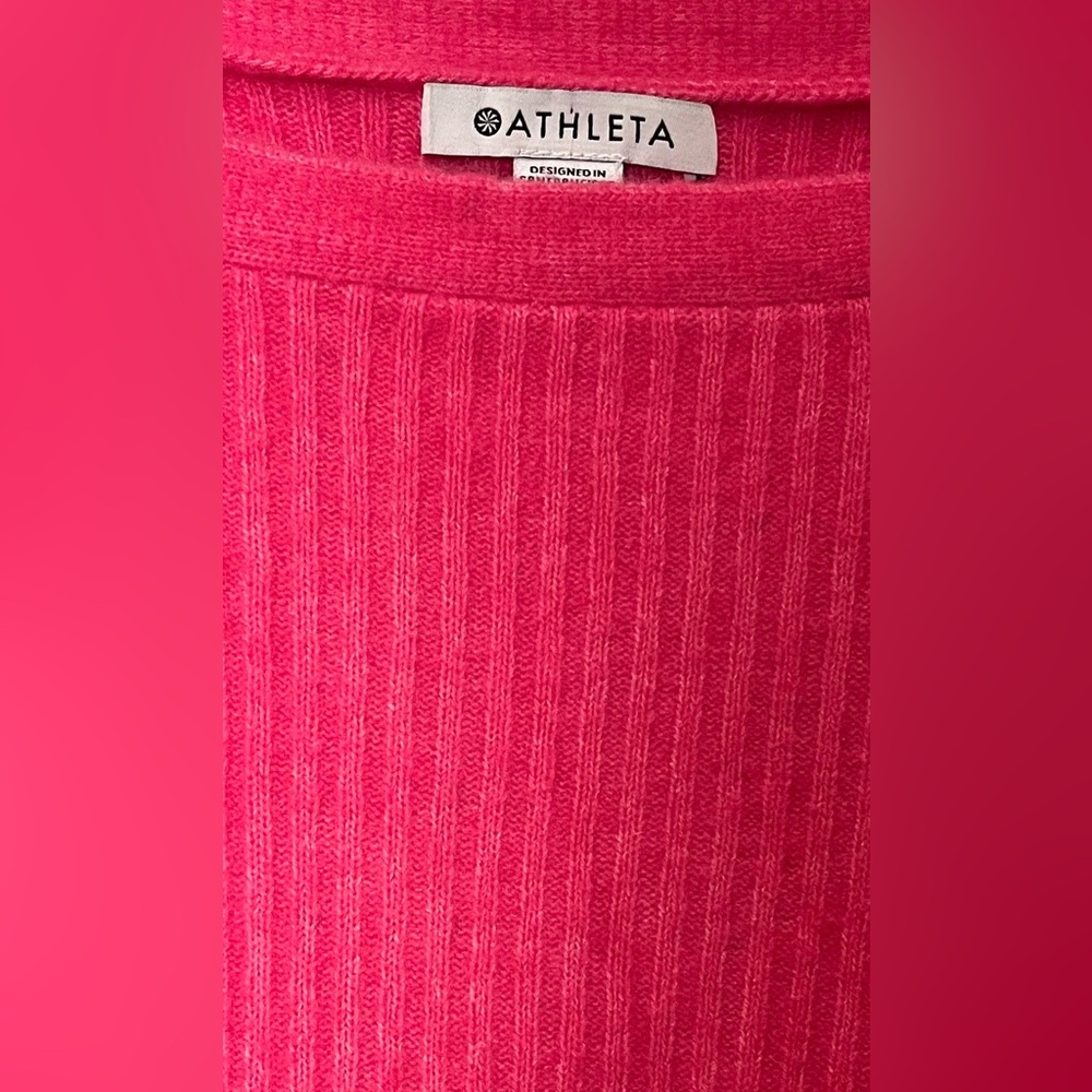 Athleta Merino Extra Fine Wool Blend Ribbed Sweater w. Boat neck - Pink - XL - Picture 6 of 16
